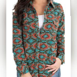 Women's Outback Trading Native Big Shirt Fleece Aztec Shacket XL